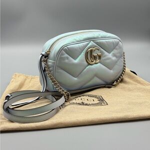 Gucci Sky Blue Irredescent Camera Marmont